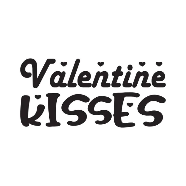 San Valentín Besos Negro Letras Cita — Vector de stock
