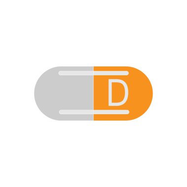 D vitamini hap simgesi renkli tasarım vektörü çizimi