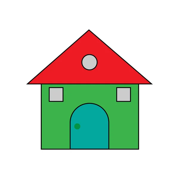 Menggambar Ikon Rumah Dengan Gambar Vektor Desain Berwarna Warni - Stok Vektor