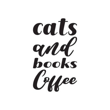 Kediler ve kitaplar. Kahve siyah harfler.