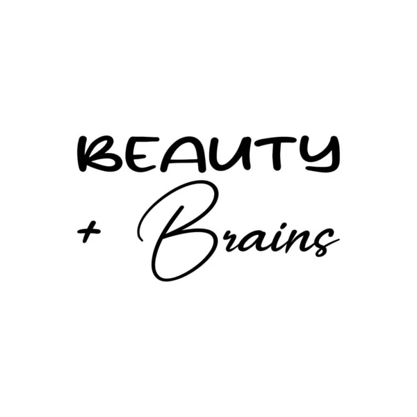 Beleza Cérebros Citação Letra Preta —  Vetores de Stock
