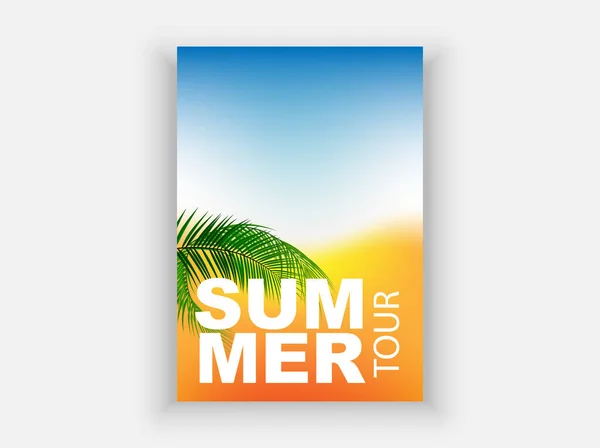 Summer Beach Palm Trees Seaside Vacation Flyer Design Template — ストックベクタ