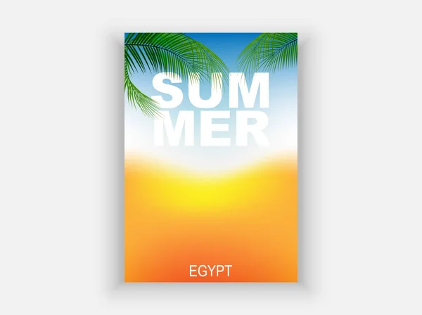 Summer Beach Palm Trees Seaside Vacation Flyer Design Template — Archivo Imágenes Vectoriales