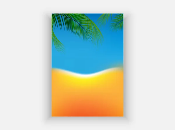 Yaz Palmiye Ağaçlı Sahil Deniz Kenarında Tatil Broşürü Tasarımı — Stok Vektör