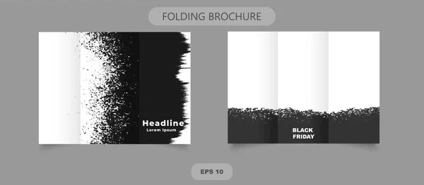Foldable Brochure Brush Design Black Friday Flyer — Wektor stockowy