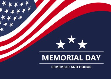 Anma Günü ABD tebrik kartları duvar kağıdı. Unutma ve yassı tasarıma saygı göster. Vektör grafiği