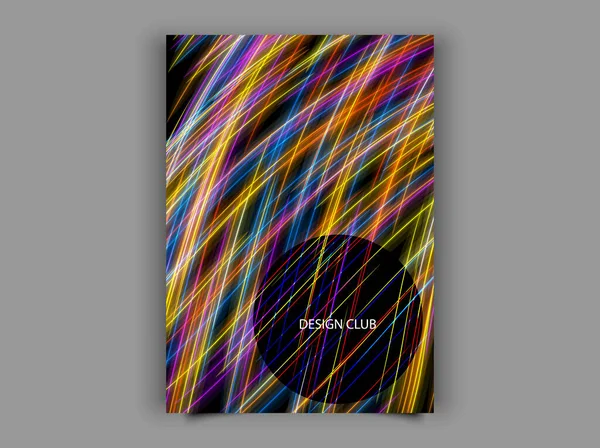 Ljus Flerfärgad Neon Linjer Svart Bakgrund Bakgrund Linje Konst Mönster — Stock vektor