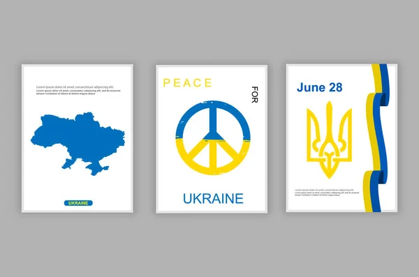 Ukraine Template Design Set Ukrainian National Symbols Peace Sign Constitution — Stockvektor