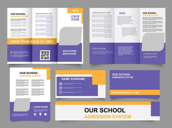 Brochure Voor Drie Scholen Verzameling Van Gevouwen Brochures Jaarverslag Visitekaartje — Stockvector