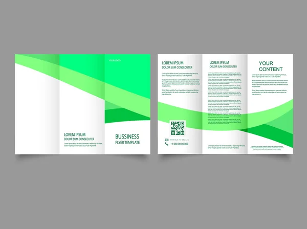 Brochure Tri Fold Avec Lignes Vertes — Image vectorielle