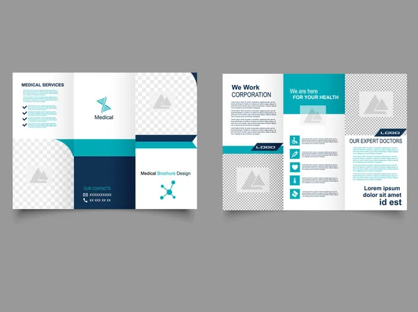 Médico Saúde Modelo Brochura Trifold Modelo Design Brochura Três Dobras —  Vetores de Stock