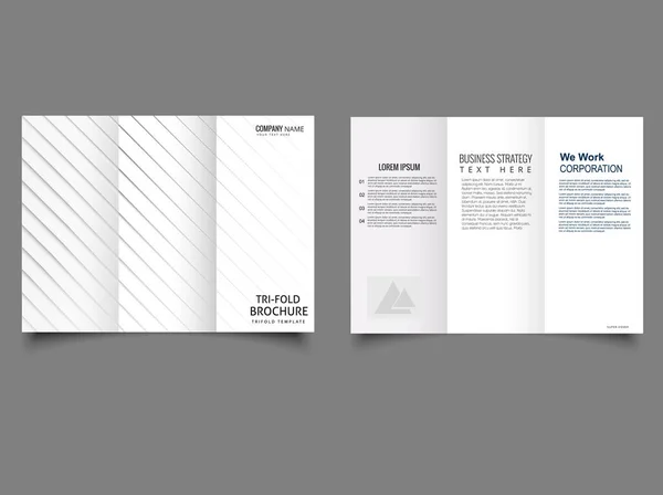 Flyer Thin Lines Front Page White Trifold Brochure — ストックベクタ