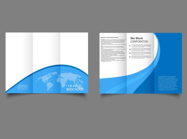 Dünya haritalı üç katlı broşür. Yazdırma için vektör grafikleri.