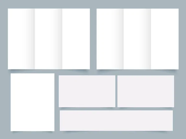 Tri Folded Booklet Mockup Blank White Brochure Mock — Stock Vector