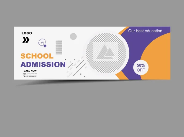 School Admission Web Banner Vector Graphics Flyer Advertising Children Educational — Wektor stockowy