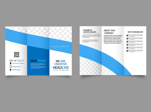 Corporate Tri Fold Brochure Design Flyer Couleur Bleue Brochure Triple — Image vectorielle
