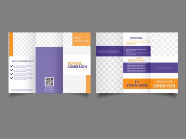 Okul eğitimi ilanı. Üç katlı Broşür Modeli Üç katlı Broşür Tasarımı Üçgen Tasarımı. Vektör grafikleri.