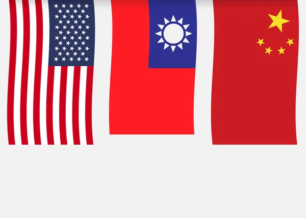 Tchaj Wan Čína Usa Vlajky Vektorová Grafika Konflikt Mezi Zeměmi — Stockový vektor