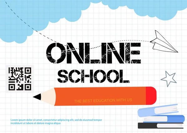 Online School Online Education Children Students Online Design Courses Back — Stock Vector