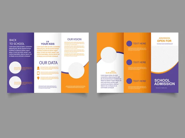 School Admission Tri Fold Brochure Template Page Folded School Profile — Vector de stock