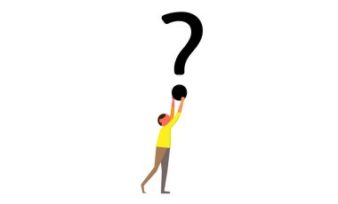 Vector man holding a question mark. illustration in the simple flat style Vector concept content.