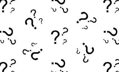 Question mark seamless pattern. Vector seamless pattern with question marks. Hand drawn random black punctuation marks.