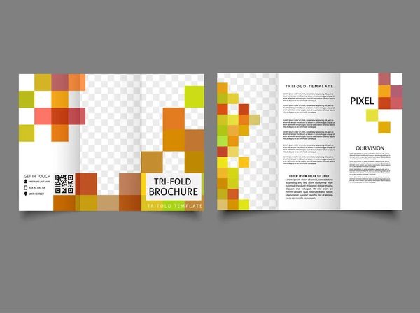 Pixel Design Brochure Design Template Vector Trifold Pixels Mosaic Abstract — Stockvektor