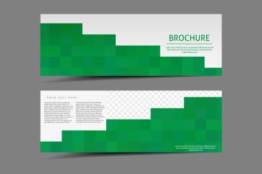 Rectangular printable flyer. Green template vector flyer mosaic abstract.