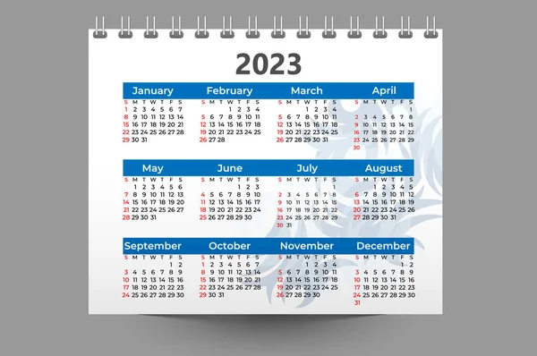 Calendar 2023 Template Vector Simple Minimal Design Planner 2023 Year — Stock Vector