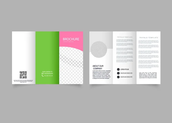 Pink Green Trifold Brochure Trendy Color Combination 2023 Vector Graphics — Archivo Imágenes Vectoriales