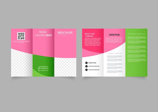 Pink Green Corporate Trifold Brochure Business Vector Graphics — Stock vektor