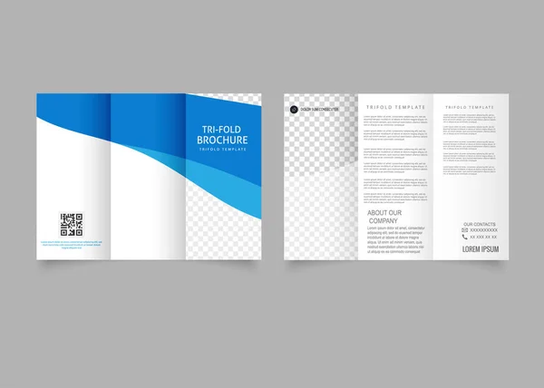 Blue Corporate Trifold Brochure Business Flyer Printing Vector Graphics — Stockový vektor