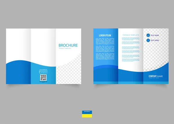 Tri Fold Brochure Blue Waves Corporate Tri Fold Brochure Design — Stockvector