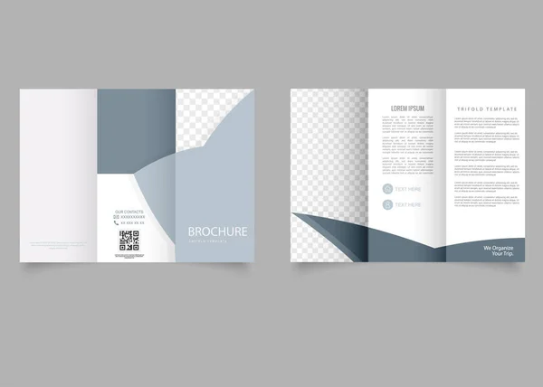 Gray Corporate Trifold Brochure Business Flyer Printing Vector Graphics Corporate — Stockvektor