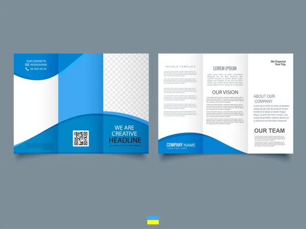 Tri Fold Brochure Blue Waves Flyer Printing Corporate Tri Fold — Stockvector