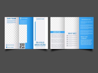 Creative Corporate and Business Trifold Brochure Template Design, abstract business Blue flyer for your business.. Trifold flyer. clipart