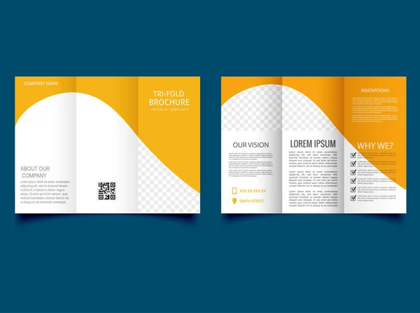 Yellow Creative Editable Trifold Brochure Template Design Vector Vector Graphics — Archivo Imágenes Vectoriales