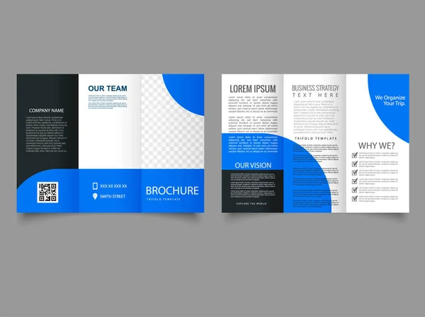Blue Trifold Business Brochure Template Creative Corporate Business Trifold Brochure — Stockvector