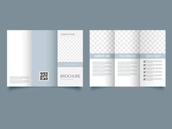 Plain Gray Folded Brochure Trifold Brochure Your Business Vector — Vettoriale Stock
