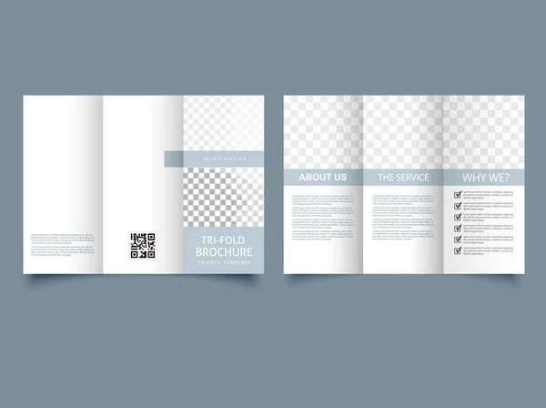 Plain Gray Folded Brochure Trifold Brochure Your Business Vector Illustration —  Vetores de Stock