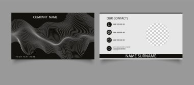 Business card template design Abstract black color icon for luxury presentation simple corporate identity with lines. Vector graphics.
