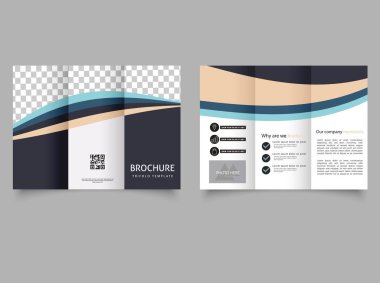 Modern design brochure template curved stripes. creative tri-fold, trend. Vector illustration