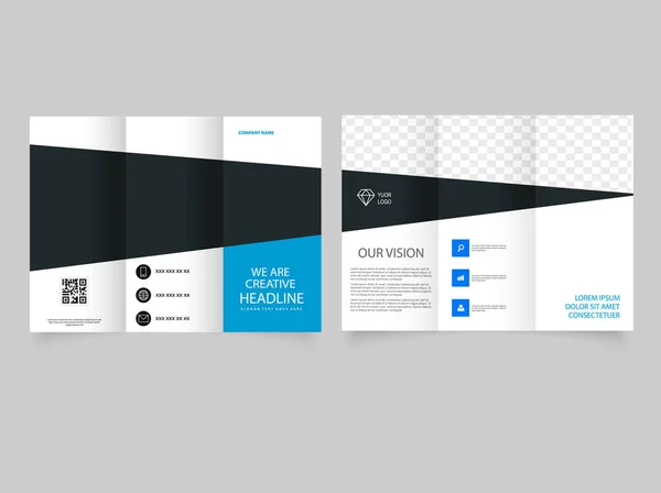 Modern Trifold Business Brochure Template Tri Fold Brochure Design Blue — Stock Vector