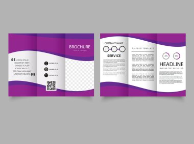 Pembe dalgalı üç katlı broşür. Baskı broşürü. Katalog Vektör Şablonu. Vektör illüstrasyonu