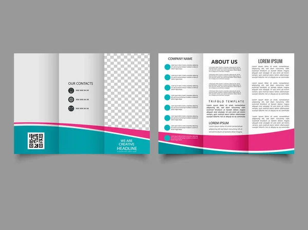 Drievoudige Brochure Met Golven Catalogus Vector Template Vlieger Voor Drukwerk — Stockvector