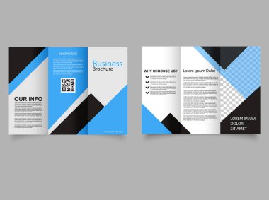 Üç katlı iş broşürü. Mavi şirket broşürü. Katalog Vektör Şablonu.