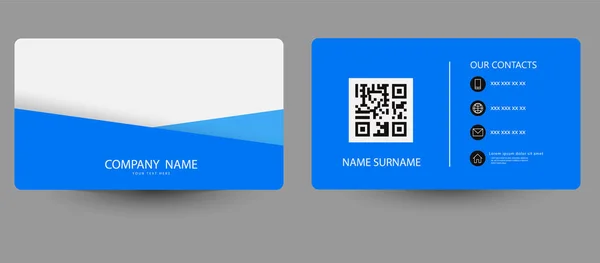 Blue Business Card Template Design Printing Minimal Design — Stock Vector