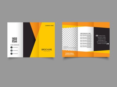 Reklam için üç katlı turuncu broşür. Broşür, broşür. Şablon Vektörü