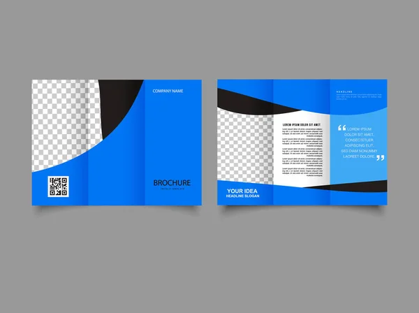 Blauw Driedelige Brochure Voor Presentatie Flyer Voor Het Afdrukken Sjabloon — Stockvector