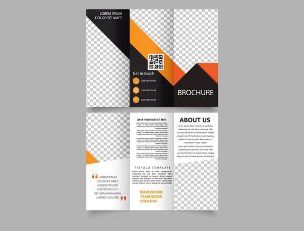 Oranje Creatieve Moderne Corporate Tri Fold Brochure Vlieger Voor Drukwerk — Stockvector